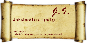 Jakabovics Ipoly névjegykártya